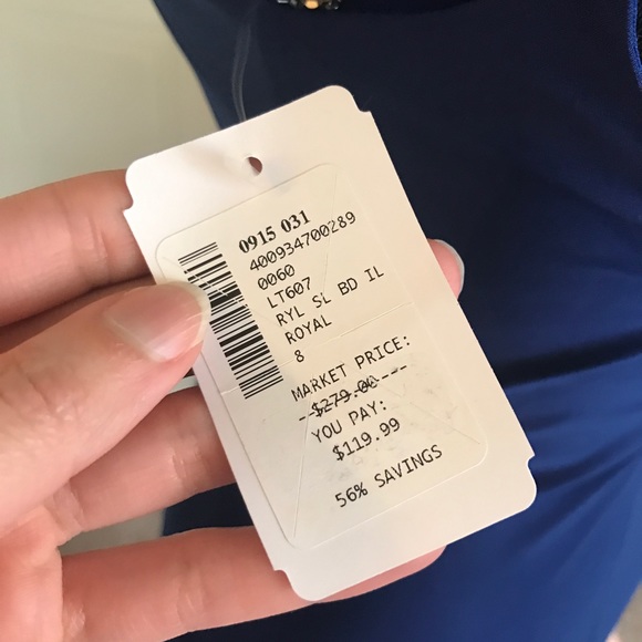 Mac Duggal royal blue open back/ long slip dress - Picture 7 of 8